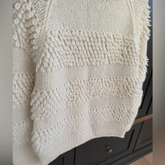 FAHERTY Polly • M • Winter White Mock Neck Looped Soft Knit Sweater - Picture 7 of 8